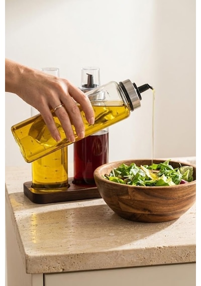 Bambum Nero 3 Parça Standlı Borosilikat Yağdanlık Yağlık - Sirkelik Seti 500 Ml Diğer