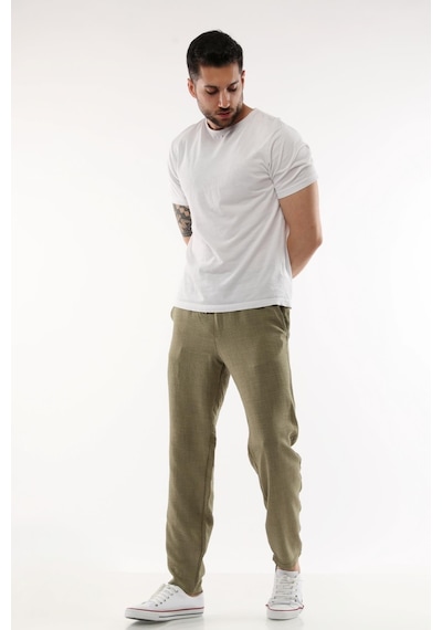 Cedy Denim Erkek Keten Yüksek Bel Lastikli Bol Kesim Pantolon C350 001