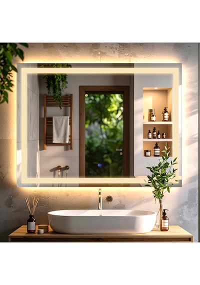 Rectango Günışığı Kumlamalı Lavabo & Banyo Aynası Dokunmatik Sensörlü 80 X 60