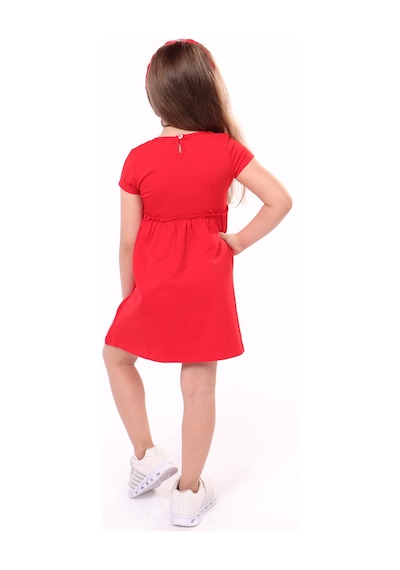 Toontoy Kids Toontoy Kız Bebek Faire Un Voeu Baskılı Elbise Kırmızı
