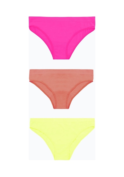 Nbb Kadın Neon Pembe Sarı Açık Oranj Dikişsiz 3lü Külot Pembe - Sarı - Açık Turuncu
