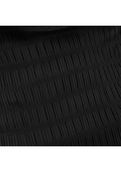 T0018 Gofreli Texture Uzun Kollu Siyah Bluz