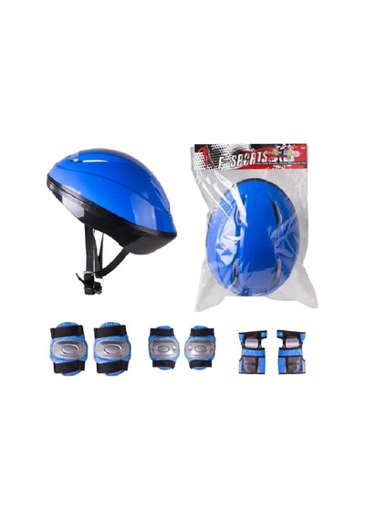 Kask Dizlik Dirseklik Koruyucu Set Mavi