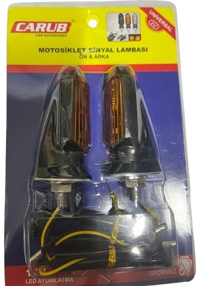 Carub Motosiklet Sinyal Lamba Üniversal 12v Sarı Cam Sarı Led 2li