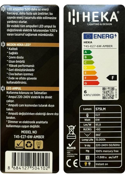 6w 48w 2500k Günışığı E27 Şeffaf Led Ampul Diğer