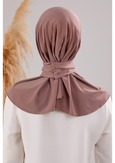 Melodi Scarf Kadın Tesettür Pratik Çıtçıtlı Sandy Fular Hazır Deniz Havuz Uyumlu Bone Sütlü Kahve Sütlü Kahve Sütlü Kahverengi