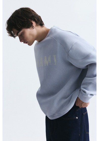 Vamos Miami Baskılı Bisiklet Yaka Sweatshirt Bebe Mavi