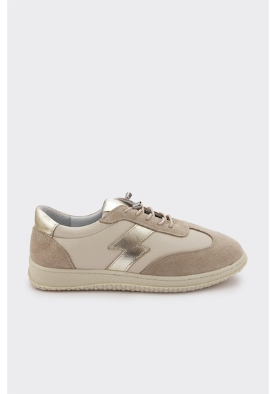 Derinet Hakiki Deri Kadın Sneaker Bej Bej