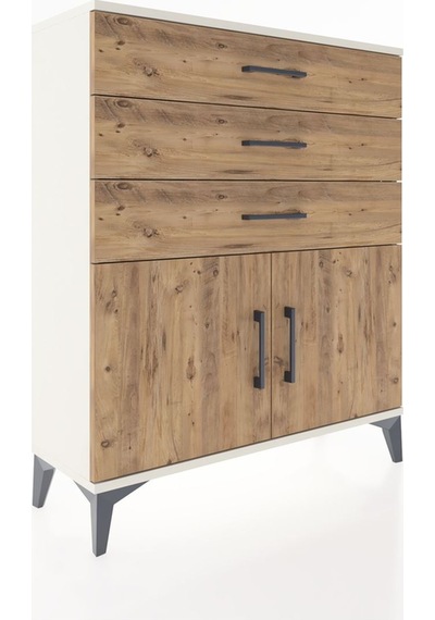 Arges Şifonyer Tek Raflı 3 Çekmeceli 2 Kapaklı 88x30x106 Aytaşı-çam Aytası