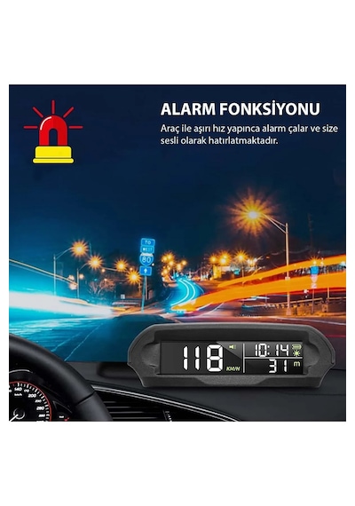 Yenilzd Araç Güneş Enerjili Hız Ölçer S98 Hud Ekranı Evrensel Gps