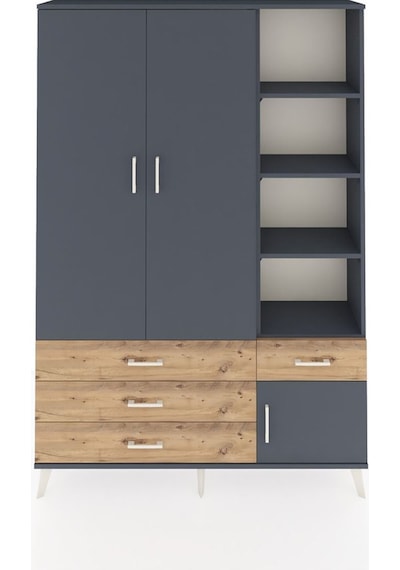 Arges Dolap 5 Raflı 4 Çekmeceli Tek Askılı 132x30x195 Antrasit-antrasit/çam Antrasıt/atlas Çam Arges Dolap 5 Raflı 4 Çekmeceli Tek Askılı 132x30x195 Antrasit-antrasit/çam Antrasıt/atlas Çam