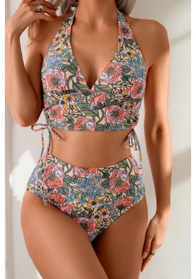 Bella Notte Kadın Kaplı Astarlı Yüksek Bel Bikini Takımı Çok Renkli