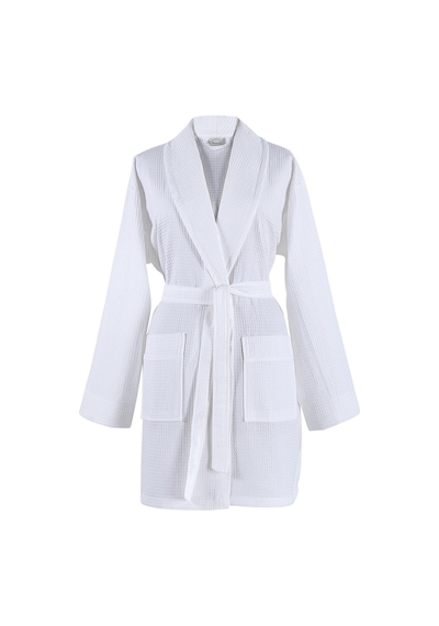 Zeynep Tekstil Waffle Pike %100 Pamuklu Bornoz Unisex Premium Yeni Trend Bornozu 153-99-1312-4 Beyaz