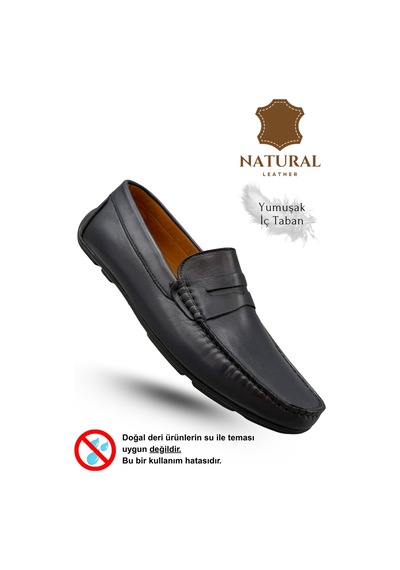 Sermoda Erkek Loafer - Hakiki Deri Rok Loafer Erkek Ayakkabı Lacivert