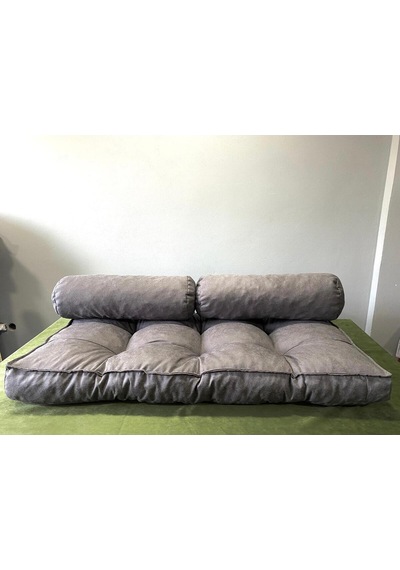 60x120 Yer Minderi Çift Silindirli Kapitoneli Gri