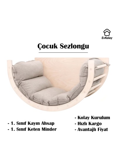 Sallanan Çocuk Yatağı Minderli Bebek Yer Yatağı Fonksiyonel Ahşap