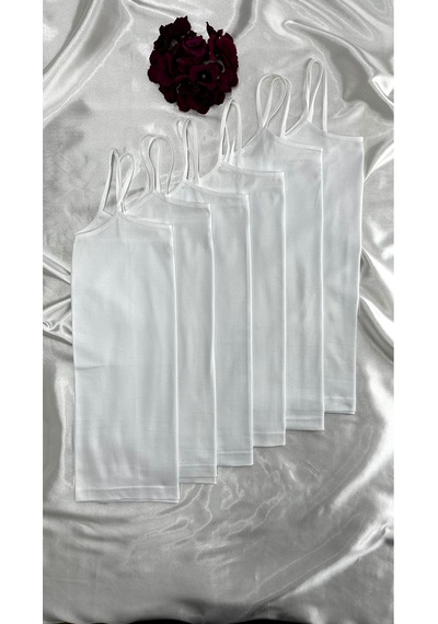 Berrak Clara Butik Kadın Beyaz 6'lı Paket Ip Askılı Atlet