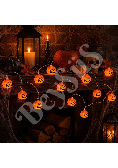 Beysüs Cadılar Bayramı Halloween Pilli Balkabağı Led 12 Li Turuncu