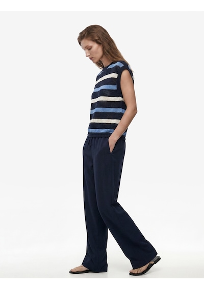 Koton Keten Görünümlü Cepli Straight Fit Düz Paça Pantolon Lacivert 6sak40250ew Lacivert - Mavi