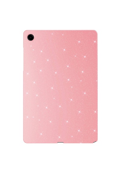 Samsung Galaxy Tab S10 Lite / S10 Fe / S9 Fe 10.9 Uyumlu Simli Parlak Koton Tablet Kılıf Standlı Koruyucu Kapak Açık Pembe
