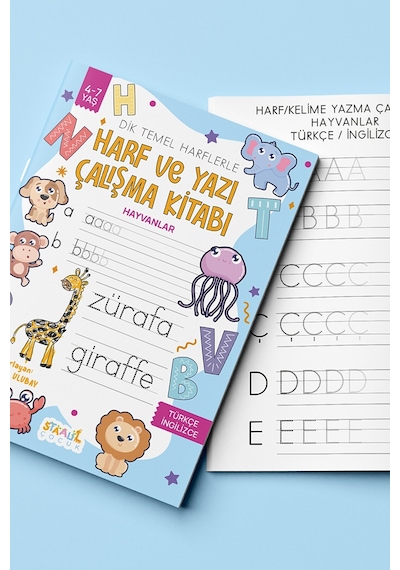 Harf Ve Yazı Çalışma Kitabı - Hayvanlar Boyama Ve Aktivite Kitabı