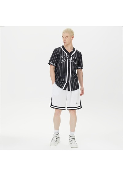 Karl Kani Serif Pinstripe Baseball Erkek Siyah Gömlek Düz Km221-115 Siyah