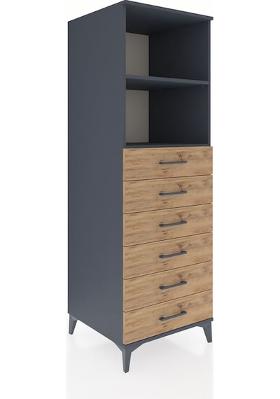 Kronos Dolap 2 Raflı 6 Çekmeceli 60x59x182 Antrasit-çam Antrasit