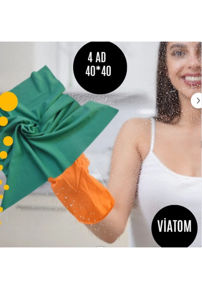 Mikrofiber 4'lü 40 40 Su Emici İz Bırakmayan Antibakteriyel Cam T