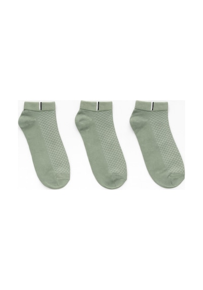 Plus Scorpion Erkek Pamuklu Sneaker Çorap 3 Lü Paket 40-44 Numara Mavi / Gri / Yeşil Nefes Alabilir Spor Ve Günlük Kullanım Yeşil