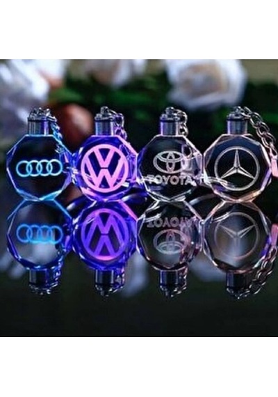 Mini Cooper Işıklı Anahtarlık 7 Renk Şık Oto Car Keychain Led Oto Anahtarlık Aksesuar