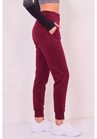 Genius Store Kadın Jogger Eşofman Esnek Yüksek Bel Jogger Eşofman Altı Kadın-jgrtyt Bordo