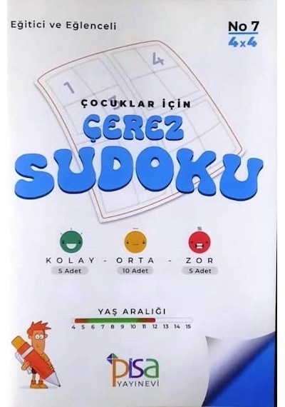 Pisa Çocuklar İçin Çerez Sudoku No 7 - 4 X 4