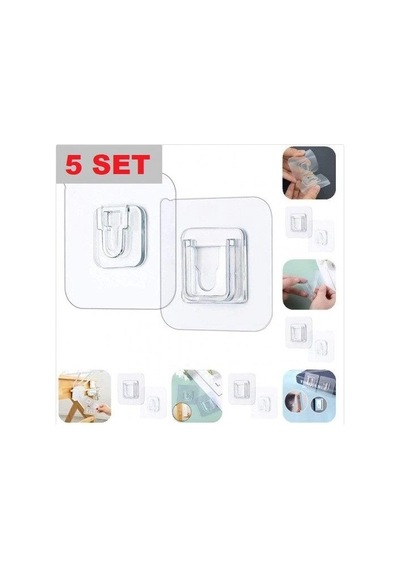 Geçmeli Klips Eşya Sabitleme Askısı 5 Set Şeffaf