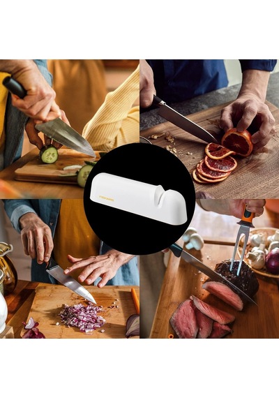 Fiskars Bıçak Bileyici İçin Düz Çelik Bıçaklar, Keramikschleifstein, Fonksiyonel Form, Roll-sharp, Beyaz/turuncu,