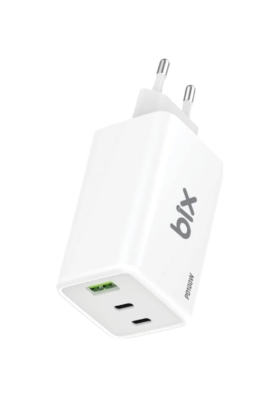 Bix Bx3p101g 100w Gan Üçlü Portlu Pd Pps Destekli Usb-c Usb-a Hızlı Şarj Adaptörü Laptop Telefon Uyumlu Beyaz
