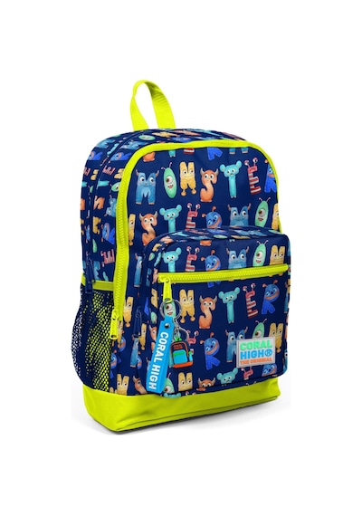 Coral High Kids Lacivert Neon Sarı Monster Desenli Dört Bölmeli Okul Sırt Çantası 23726