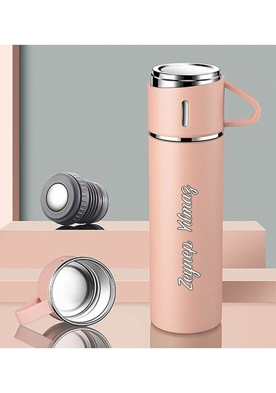 İsme Özel Premium Çelik Bardak Özellikli Termos 580 Ml Pembe