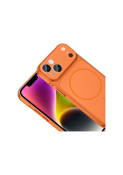 Apple Uyumlu iPhone 14 Kılıf M-safe Şarj Özellikli Kamera Korumalı Kapak Ryc / Formen Turuncu