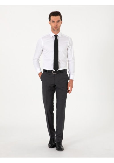 Cacharel Beyaz Slim Fit Pamuklu Yarım İtalyan Yaka Basic Gömlek