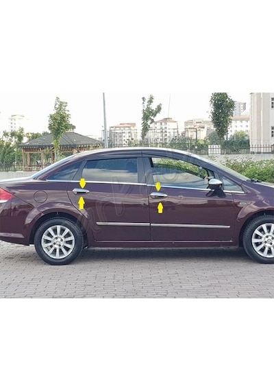 Fiat Linea Krom Kapı Kolu 2006-2018 4 Kapı 8 Parça Paslanmaz Çeli