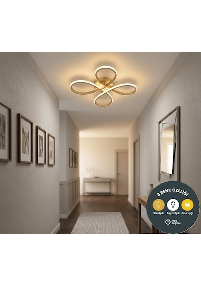 Daisy 4 Lü Gold Avize Plafonyer 3 Renkli Salon, Çocuk Odası, Mutfak Ve Antre İçin Şık Aydınlatma