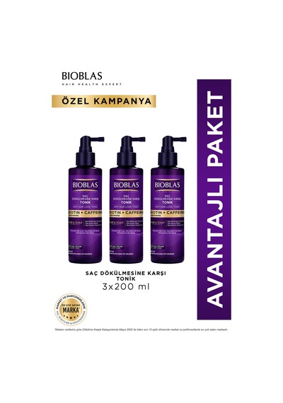 Biotin & Kafein Saç Dökülmesine Karşı Tonik 3 X 200 Ml
