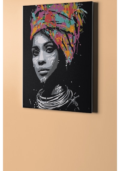 Webstyle Afrikalı Güzel 1 Sayılarla Boyama Seti Kasnaklı 40x50 Cm