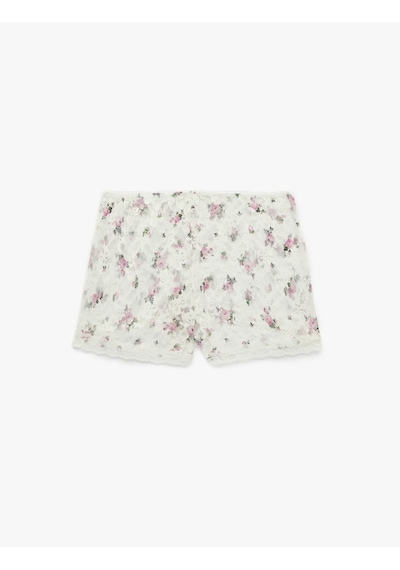 Koton Dantelli Çiçek Desenli Şort Pijama Altı Bordo Desenli 6slk80004mk Bordo Desenli