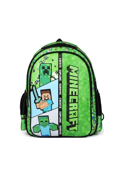Minecraft Lisanslı Karakter Baskılı 3 Bölmeli Okul Çantası -çok Renkli