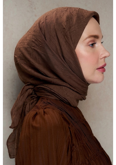 Bambu Kraş Eşarp Tesettür Giyim, Hafif, Rahat, Şık, Yüksek Kalite, Hijab, Scarf, Shawl Kahverengi