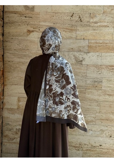 Qalortex Scarf Pamuklu Mimoza Desen Şal- Siyah/küf Yeşil Siyah/ Küf Yeşil