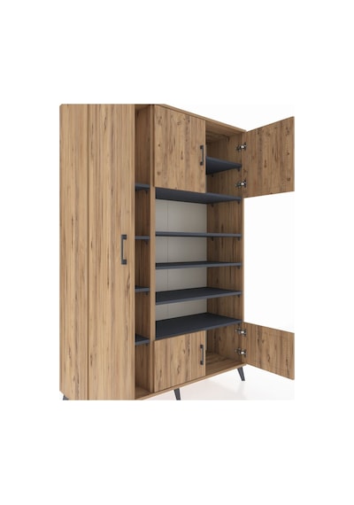Hyperion Dolap 10 Raflı 5 Kapaklı 132x44x195 Çam-çam/antrasit Çam