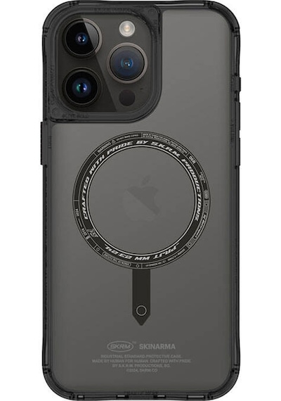 Apple Uyumlu iPhone 15 Pro Max Kılıf Skinarma Şeffaf Magsafe Şarj Özellik Kado Kartlıklı Saido Kapak Mavi