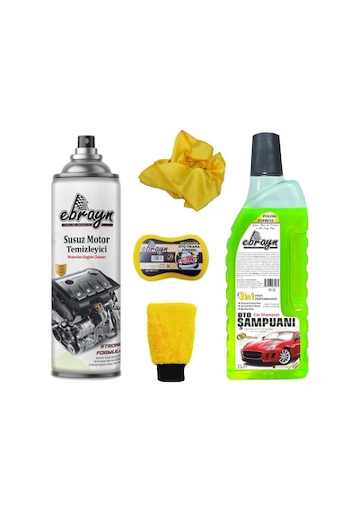 Ebrayn Oto Şampuan Motor Temizleyici Eldiven Sünger Microfber Bez